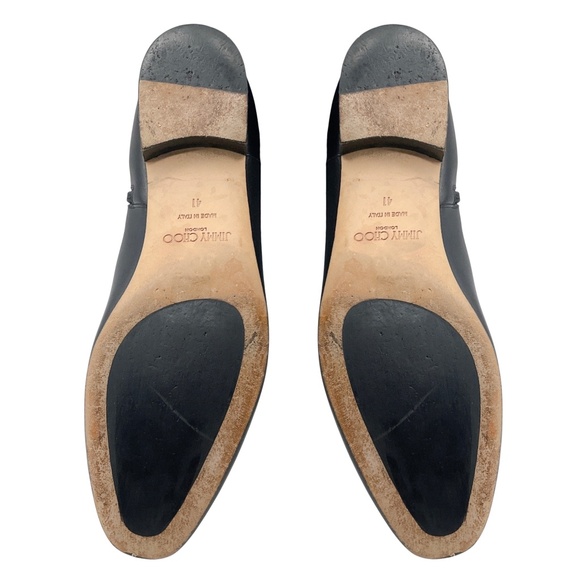 JIMMY CHOO BLACK / SILVER STUDDED LEATHER ANKLE BOOTS - Picture 7 of 8